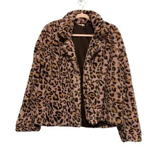 Hem & Thread Animal Print Faux Fur Jacket